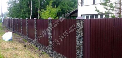 Забор с фальш столбами установка в Апраксино