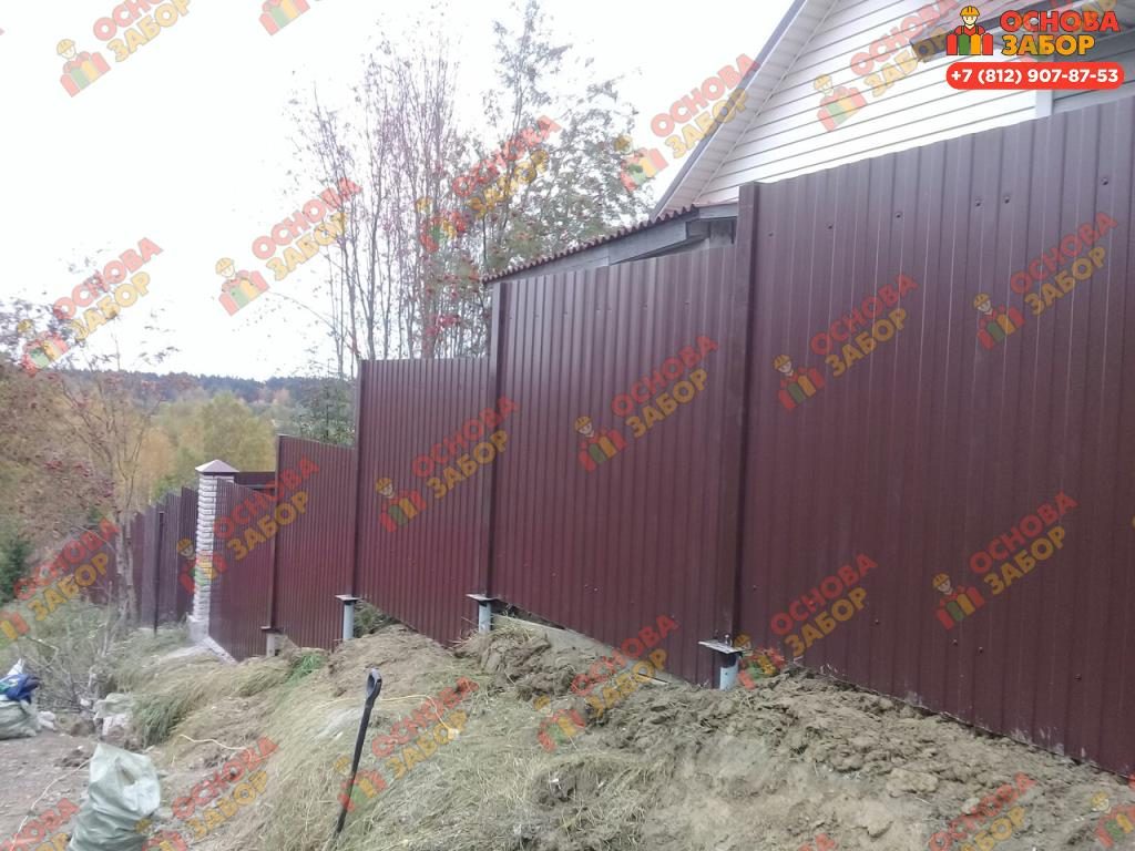 забор из профнастила на комбинированной винтовой свае забор из профнастила на комбинированной винтовой свае