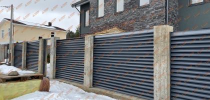 Забор жалюзи графит Пески