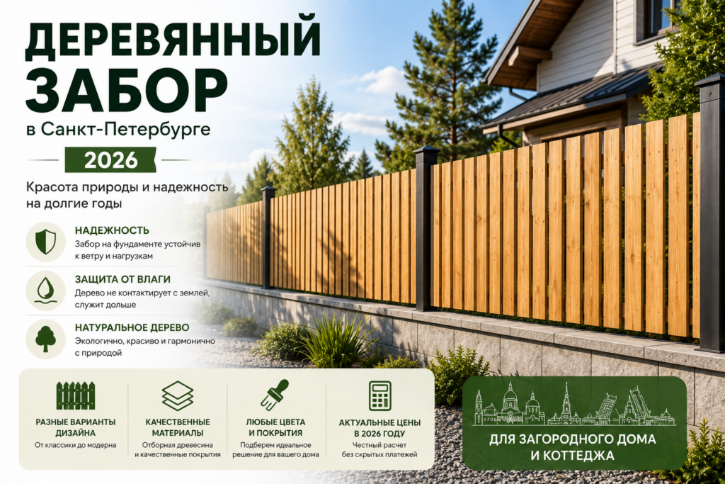 Деревянный забор в Санкт-Петербурге 2026