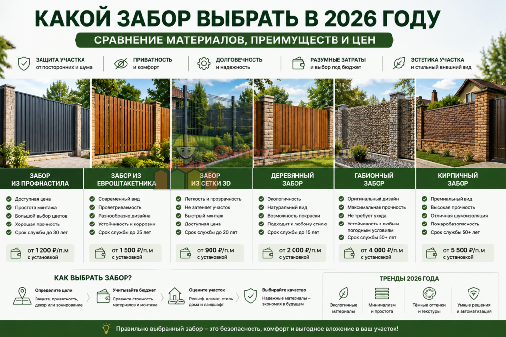 Какой забор выбрать в 2026 году