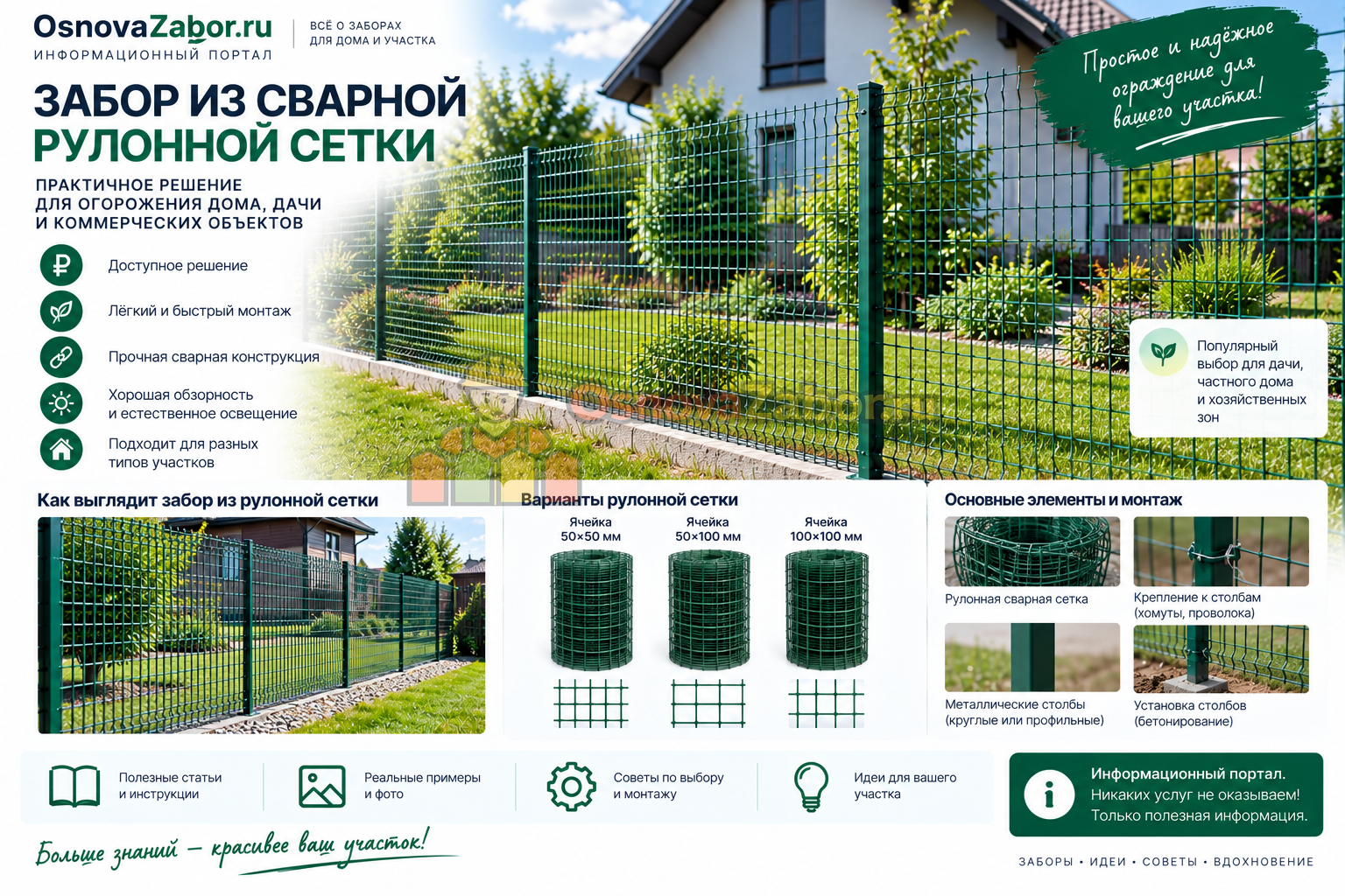 Забор из сварной рулонной сетки