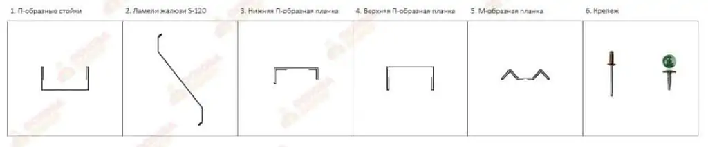 Элементы для секции забора жалюзи 2025 OsnovaZaborru Элементы для секции забора жалюзи фото OsnovaZaborru