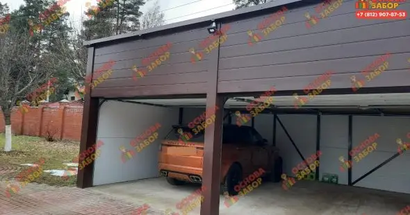 гараж из сэндвич панелей на две машины  фото  OsnovaZaborru