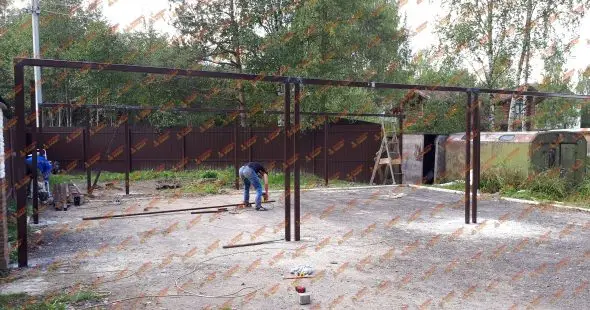 Гараж из сэндвич панелей на три автомобиля Юкки  фото  OsnovaZaborru