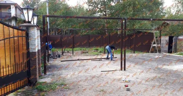 Гараж из сэндвич панелей на три автомобиля Юкки  фото  OsnovaZaborru