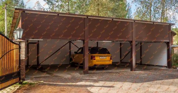 Гараж из сэндвич панелей на три автомобиля Юкки  фото  OsnovaZaborru