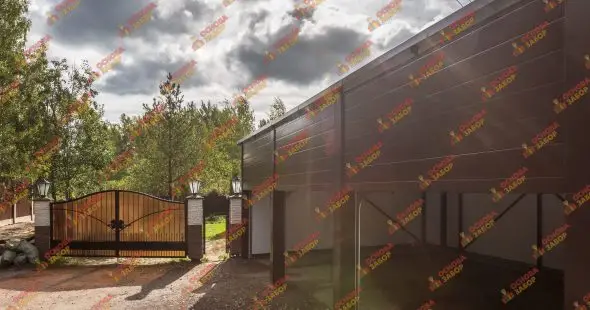 Гараж из сэндвич панелей на три автомобиля Юкки  фото  OsnovaZaborru